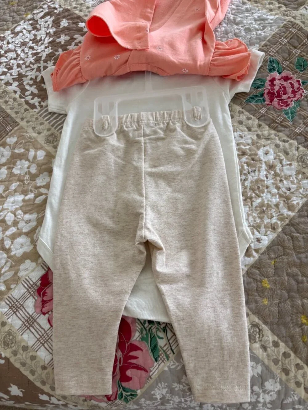 Mother's Promise Coral/Peach Flutter-Sleeve Baby Girl Outfit Set Size 9-12 Month